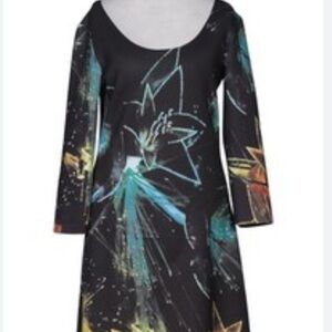 Black and Teal ANIMAPOP Graphic Dress